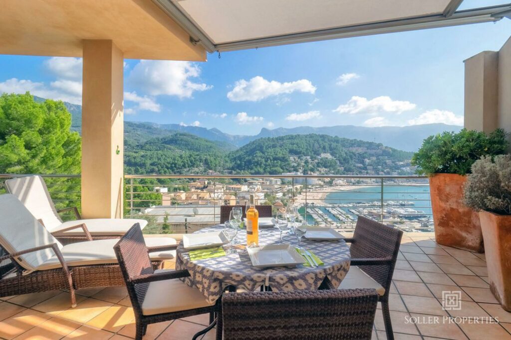 terrace with sea views over puerto de soller