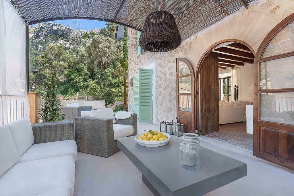 Very comfortable covered terrace with stone facade finca style house